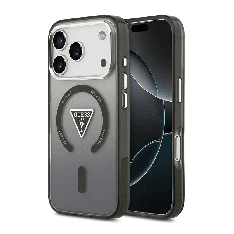 Maska Guess IML Gradient Triangle Logo MagSafe za iPhone 17 Pro boja black, transparent, pink - Maske za telefone