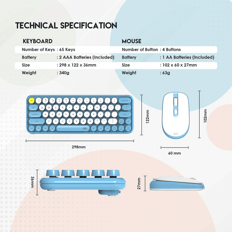 Мышь и клавиатура Combo Wireless Fantech WK-896 GO Mochi 65 зелёный - Periferija