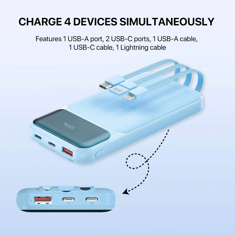 Повербанк Fantech T2 10000mAh QC,PD,22.5W синий - Power bank