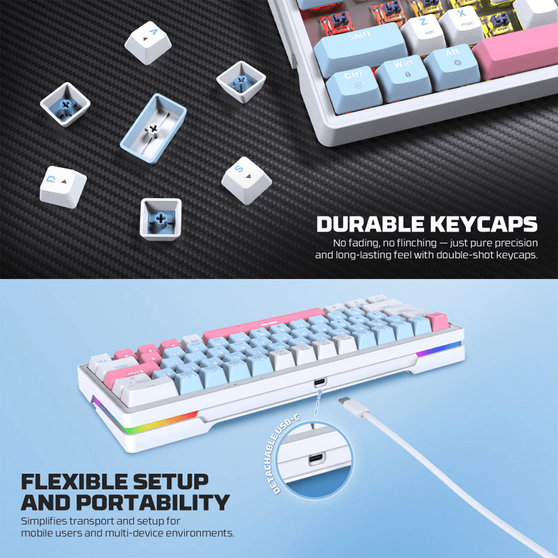 Tastatura mehanicka Gaming Fantech MK611 Atom x63 AME (taro switch) boja blue, white - Periferija