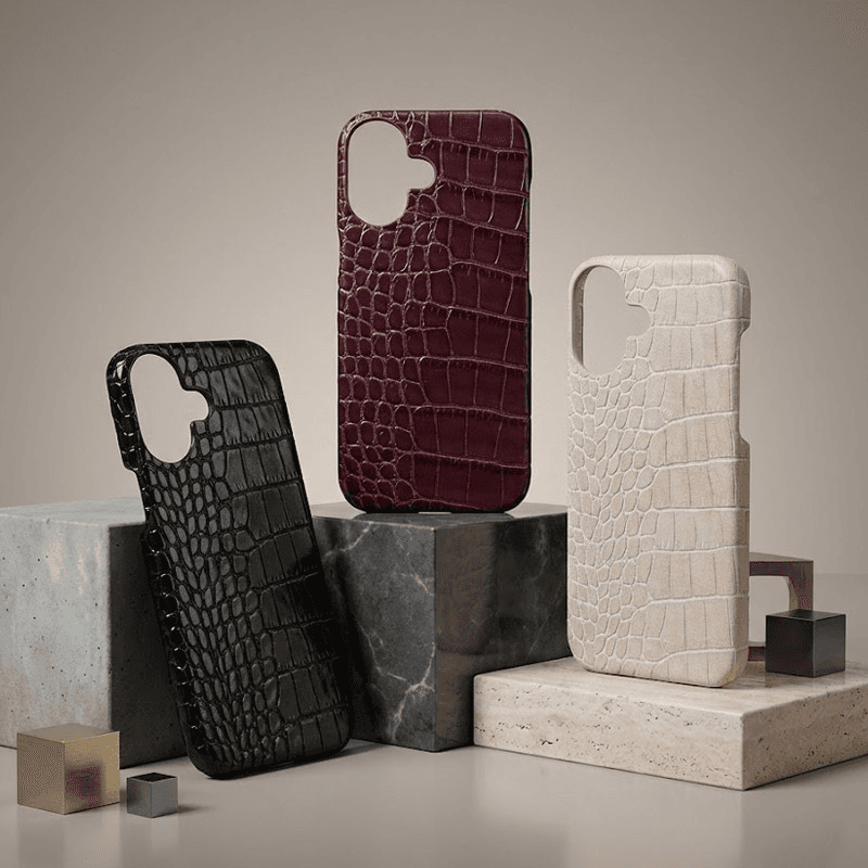 Maska Croco Leather za iPhone 16 boja black, burgundy - Maske za telefone