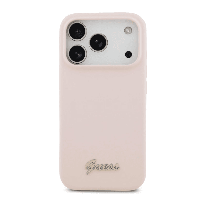 Maska Guess Silicone Script Metal Logo MagSafe Phone Case Cover za iPhone 17 Pro boja red, pink - Maske za telefone