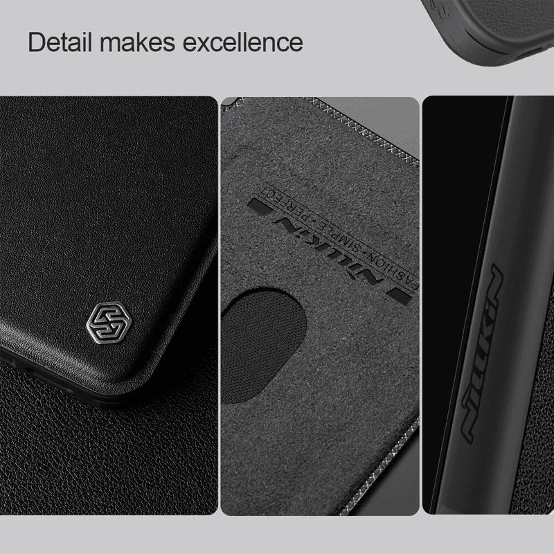 Maska na preklop Nillkin Qin Prop za iPhone 16 boja black, brown - Maske za telefone