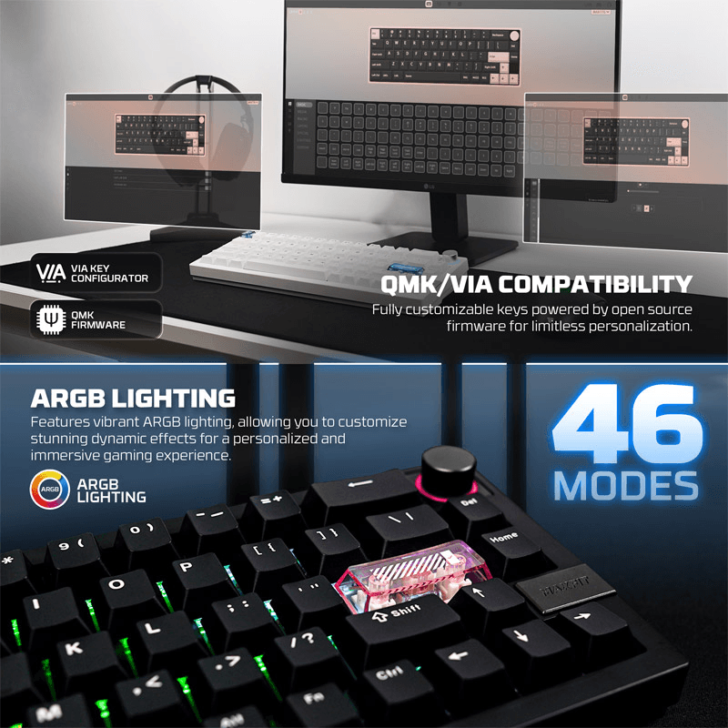 Tastatura Mehanicka Gaming Fantech MK920 RGB Maxfit 6 Wireless ( switch) boja white, brown - Periferija