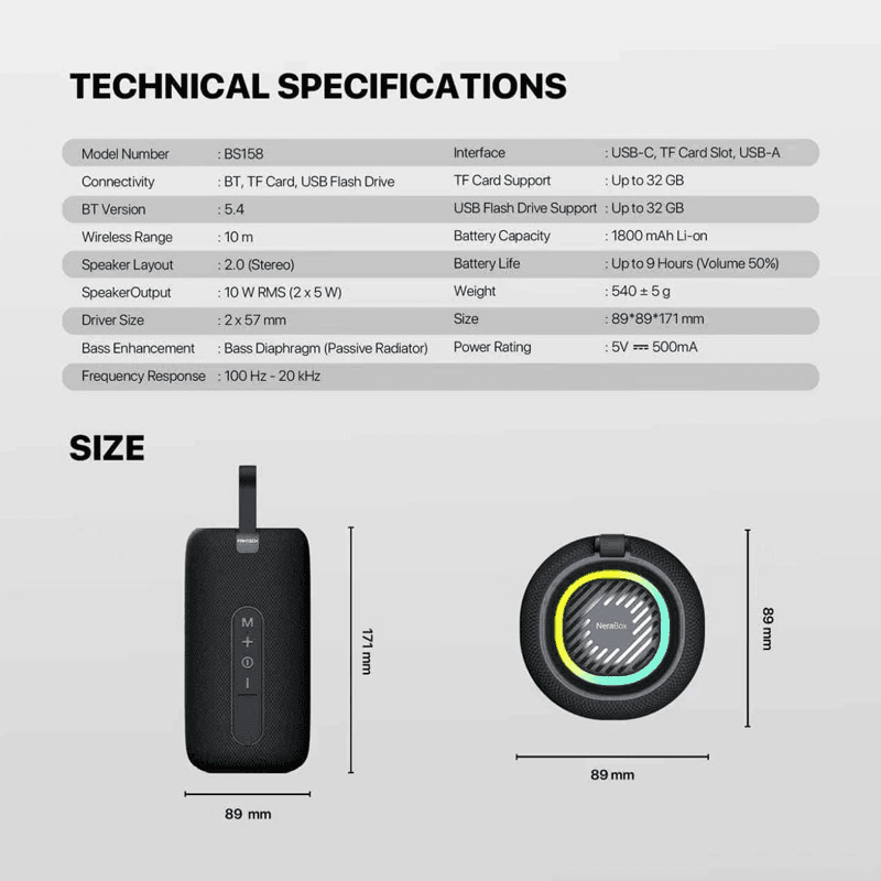 Колонка Fantech BS158 NeraBox чёрный - Bluetooth zvučnici