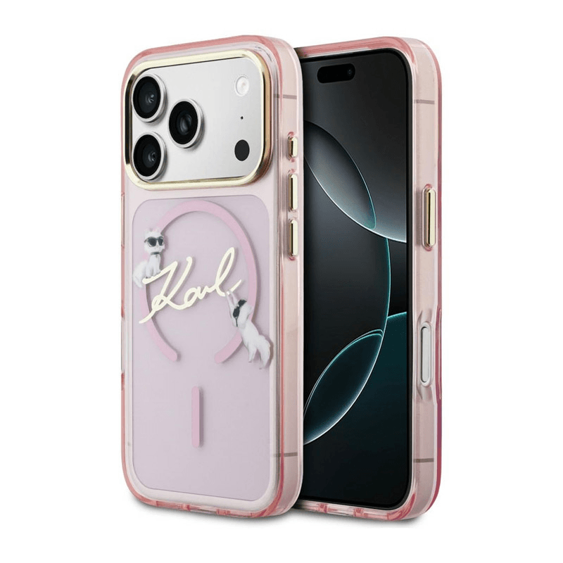 Karl Lagerfeld case IML Choupettes Karl Script Logo MagSafe for iPhone 17 Pro black - Maske za telefone