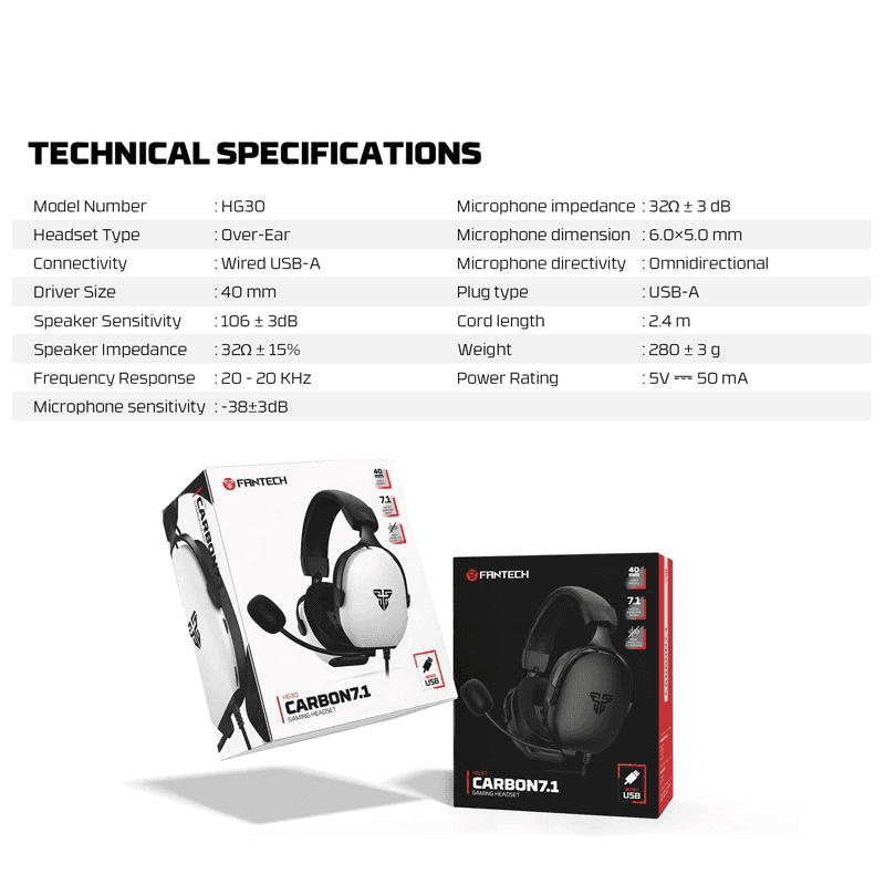 Наушники Gaming Fantech HG30 Carbon 7.1 чёрные - Gaming slušalice