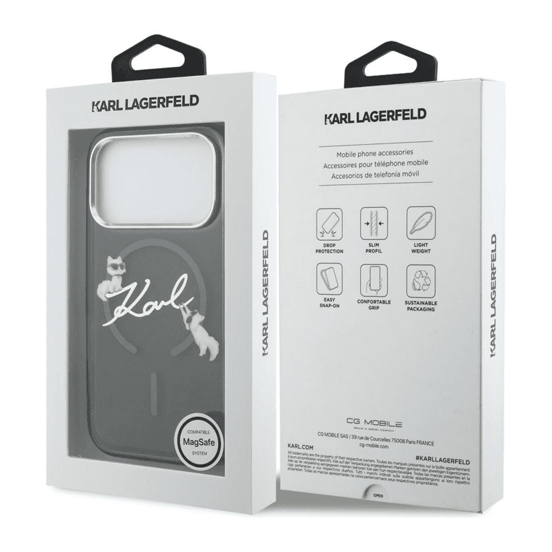 Maska Karl Lagerfeld IML Choupettes Karl Script Logo MagSafe za iPhone 17 Pro Max boja black, pink, orange - Maske za telefone