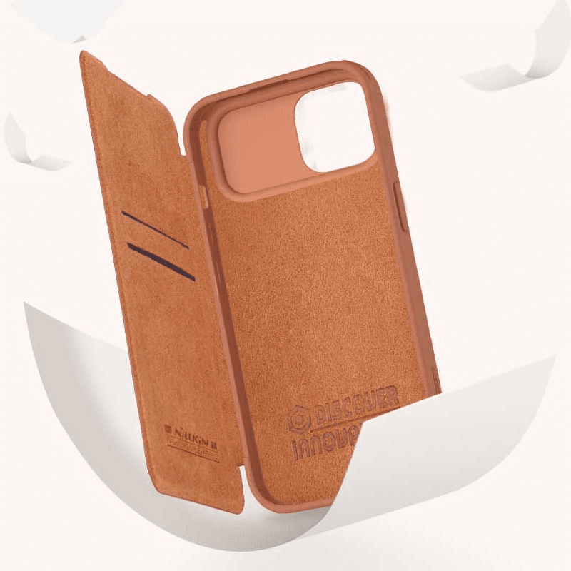 Maska na preklop Nillkin Qin Pro za iPhone 15 Plus boja red, brown, black - Maske za telefone