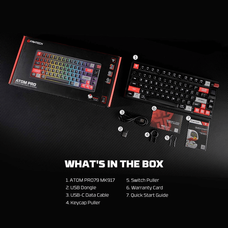Tastatura Mehanicka Gaming Fantech MK917 RGB Atom PRO79 Wireless ( switch) boja black, blue, red, white - Periferija