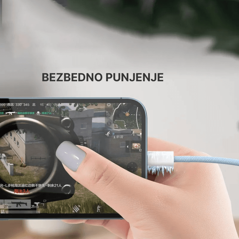 Кабель Braided iPhone PD Type-C на Type-C 20W белый 1m - Punjači i kablovi