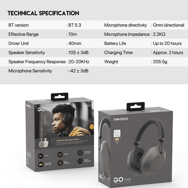Bluetooth наушники Fantech GO Tune WH06 бежевый - Gaming slušalice