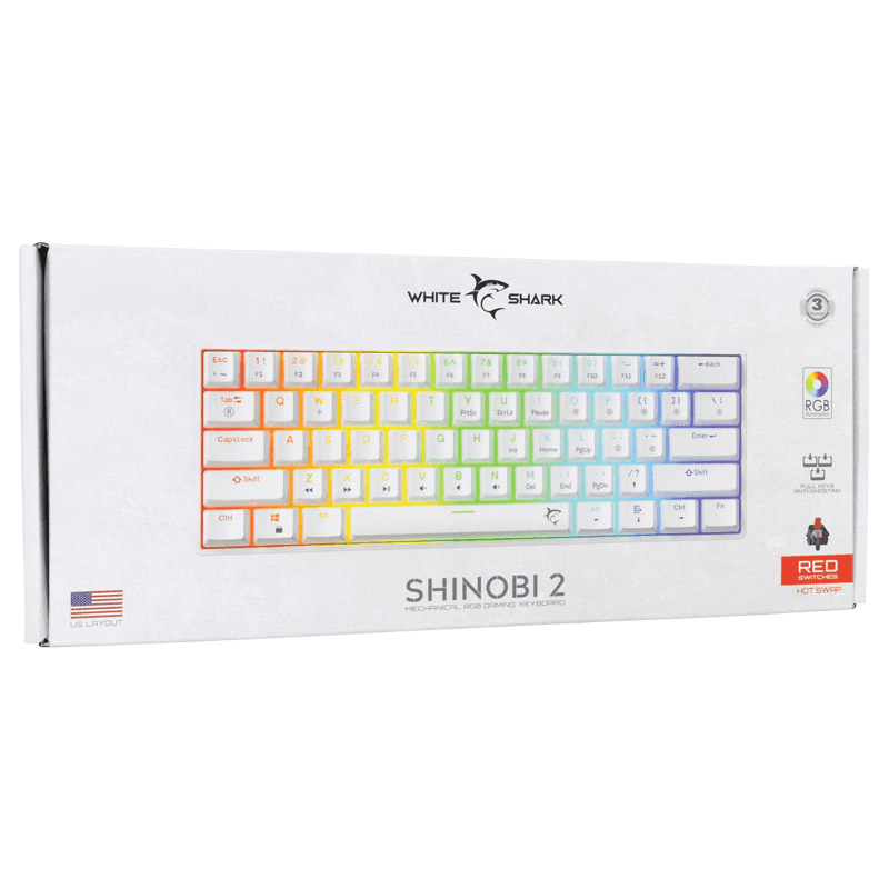 Shark TASTATURA GK-004211 SHINOBI-, Swich,MECHANICAL US snaga 2W boja white, blue, red - Periferija