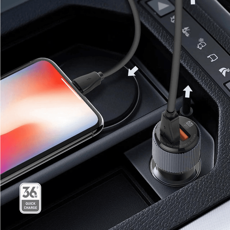 Auto punjac LDNIO C510Q PD/ QC3.0 38W (total) Type-C kabel crni - Punjači i kablovi
