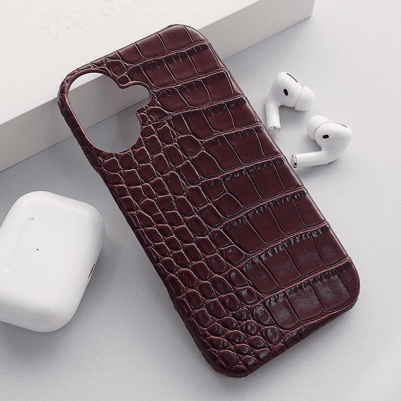 Maska Croco Leather za iPhone 16 boja black, burgundy - Maske za telefone