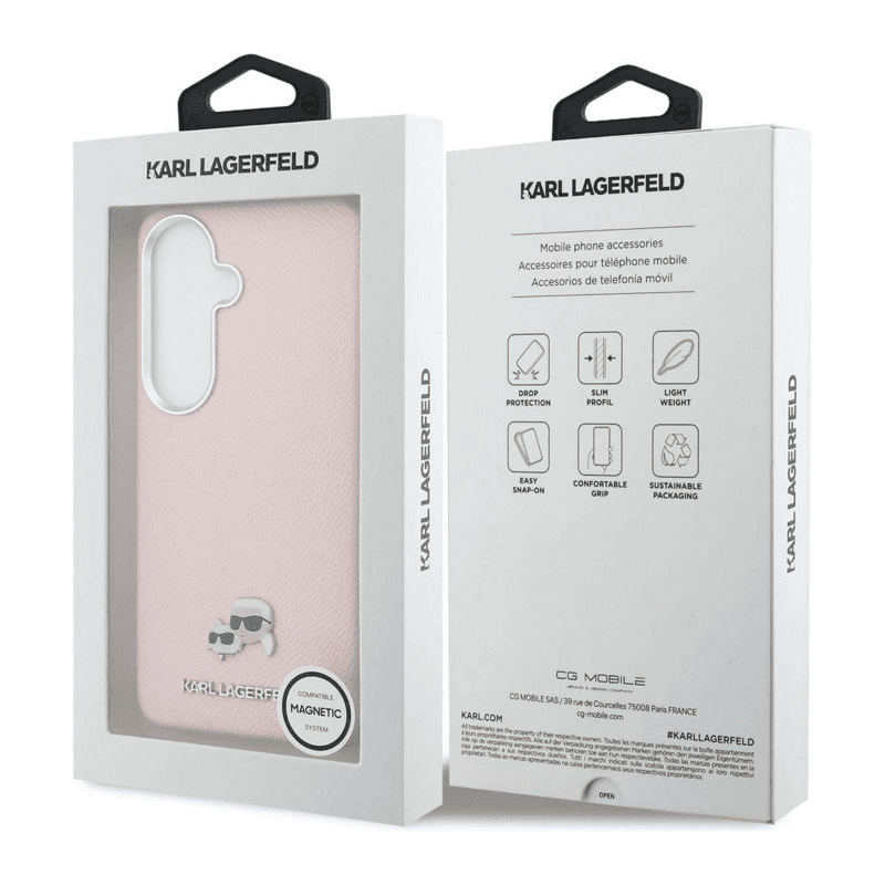Maska Karl Lagerfeld Saffiano KC Metal Logo MagSafe za Samsung S26/ S941B boja black, pink - Maske za telefone