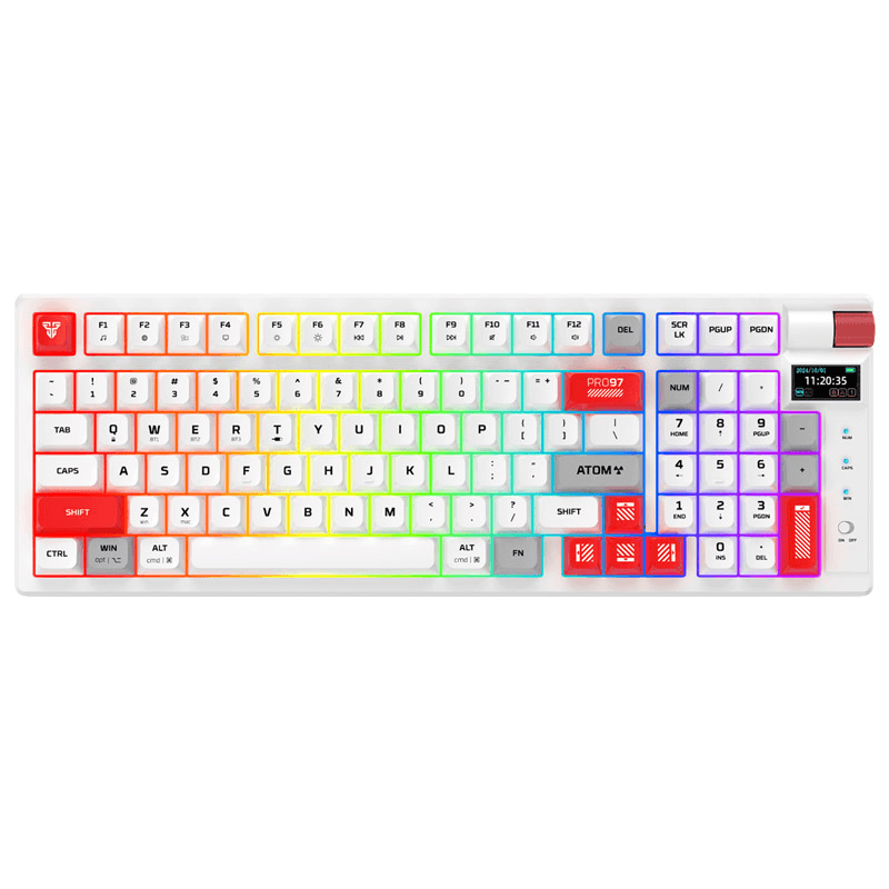 Клавиатура механическая Gaming Fantech MK918 RGB Atom PRO97 Wireless Mercury белый (Red switch) - Периферия