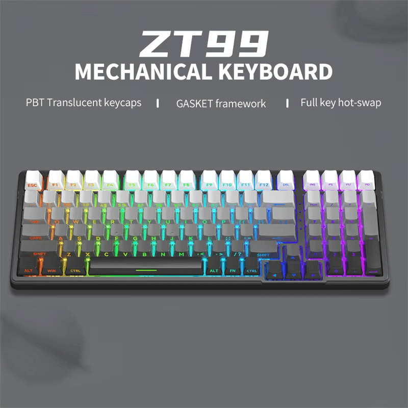 Механическая проводная клавиатура ZIFRIEND ZT99 серо-чёрный (серый switch) - Periferija