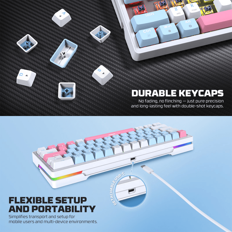 Tastatura mehanicka Gaming Fantech MK611 Atom x63 AME (taro switch) boja blue, white - Periferija