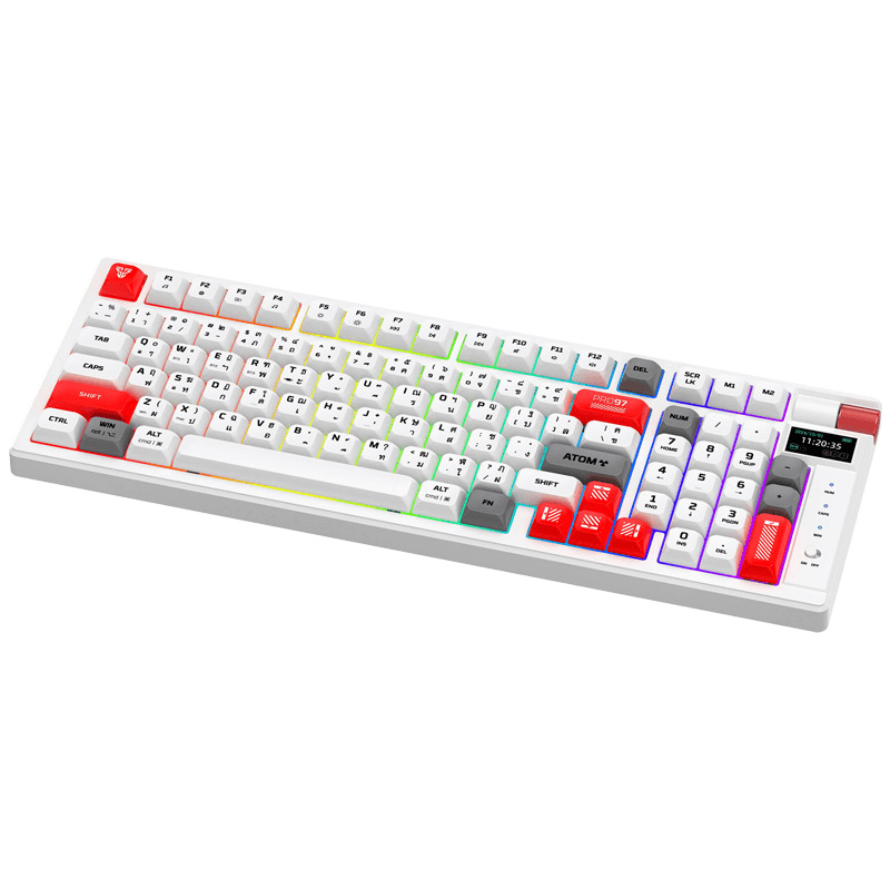 Клавиатура механическая Gaming Fantech MK918 RGB Atom PRO97 Wireless Mercury белый (Red switch) - Периферия