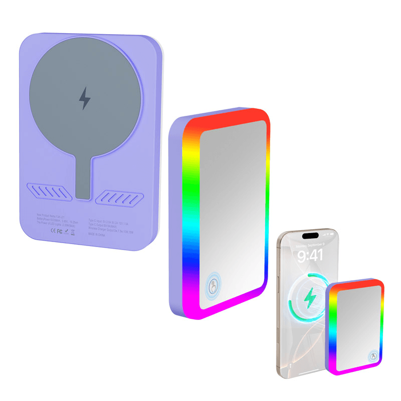 Power bank Rainbow 5000mAh wireless charging with RGB mirror - Power bank