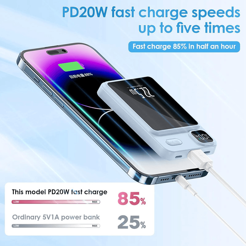 Power bank Mag Charger 22,5W Digital Display 10.000 mAh black white - Razno