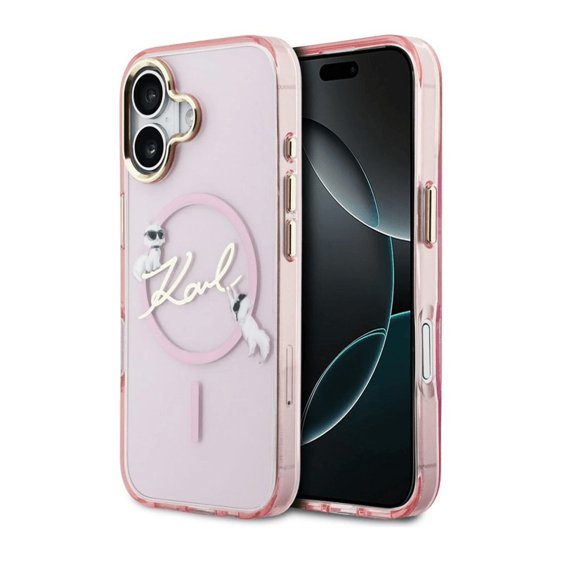 Maska Karl Lagerfeld IML Choupettes Karl Script Logo MagSafe za iPhone 17 boja black, pink - Maske za telefone