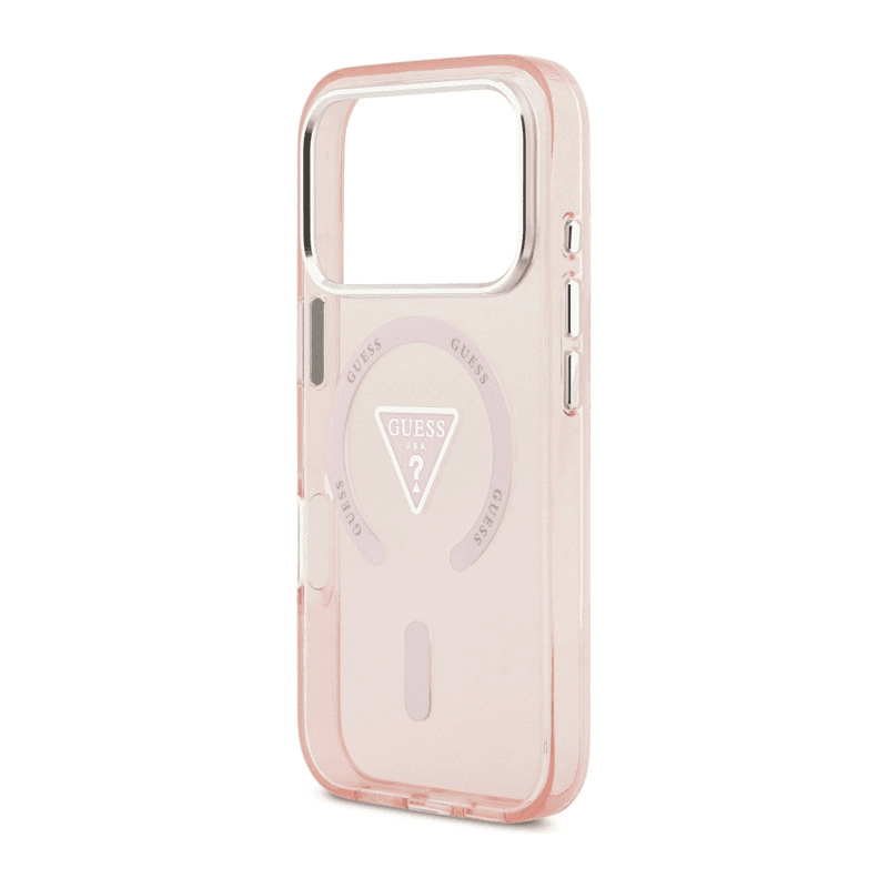 Maska Guess IML Gradient Triangle Logo MagSafe za iPhone 17 Pro boja black, transparent, pink - Maske za telefone