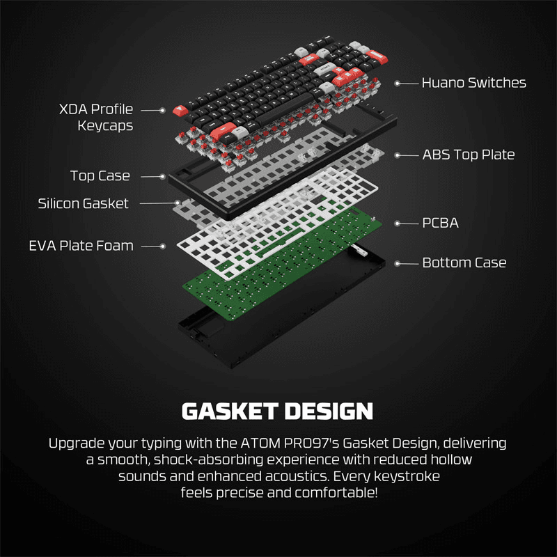 Клавиатура механическая Gaming Fantech MK918 RGB Atom PRO97 Wireless Mercury белый (Red switch) - Периферия