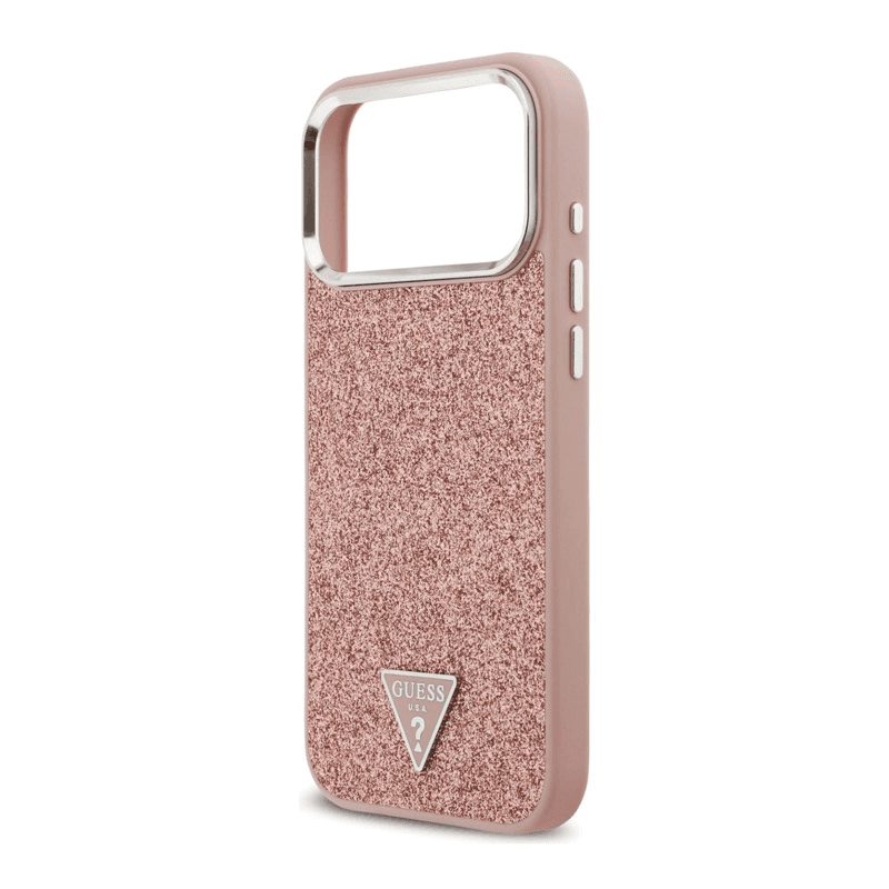 Maska Guess Glitter Triangle Logo MagSafe za iPhone 17 Pro Max boja gold, pink - Maske za telefone