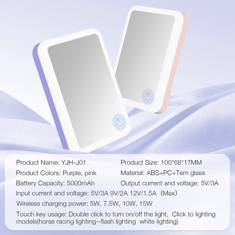 Power bank Rainbow 5000mAh wireless charging with RGB mirror - Power bank