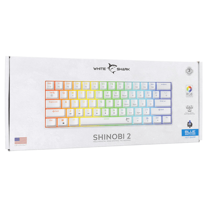 Shark TASTATURA GK-004211 SHINOBI-, Swich,MECHANICAL US snaga 2W boja white, blue, red - Periferija