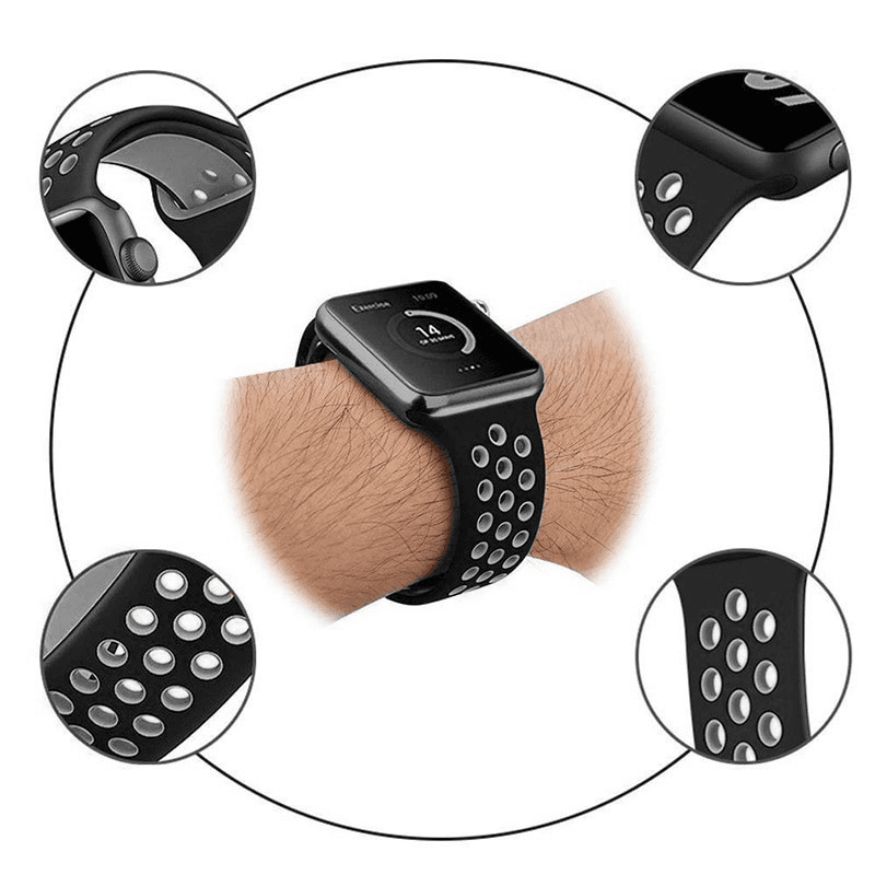 Watch band for Apple Watch Sport Silicone Strap black green S/ M 38/ 40/ 41 mm - Satovski dodaci