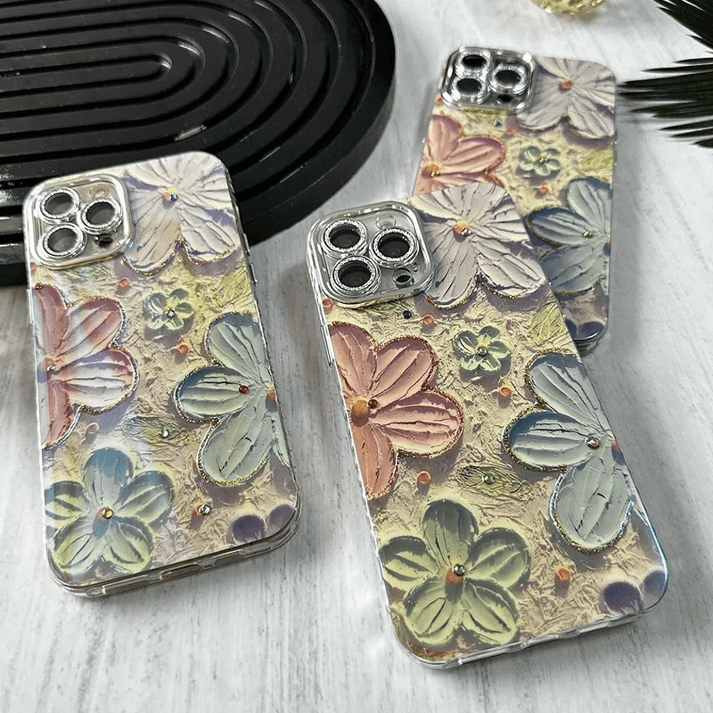 Чехол Painting Flower для iPhone 16 Pro синий - Maske za telefone