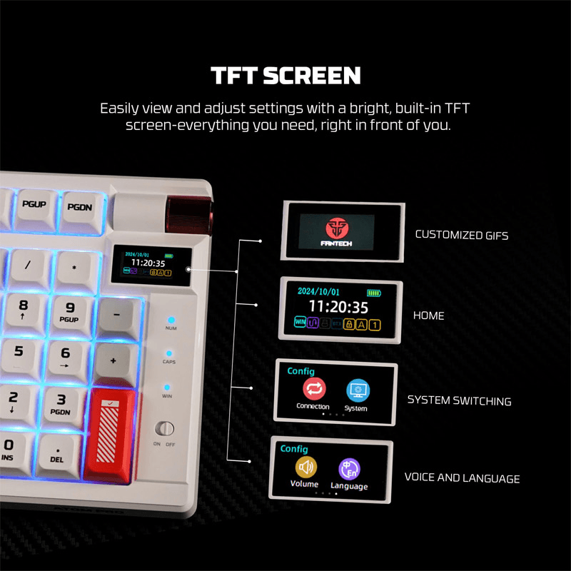 Клавиатура механическая Gaming Fantech MK918 RGB Atom PRO97 Wireless Mercury белый (Red switch) - Периферия