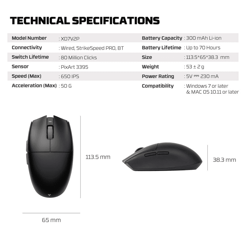 Mis Wireless Gaming Fantech XD7V2P Aria II PRO boja red, black, white - Periferija
