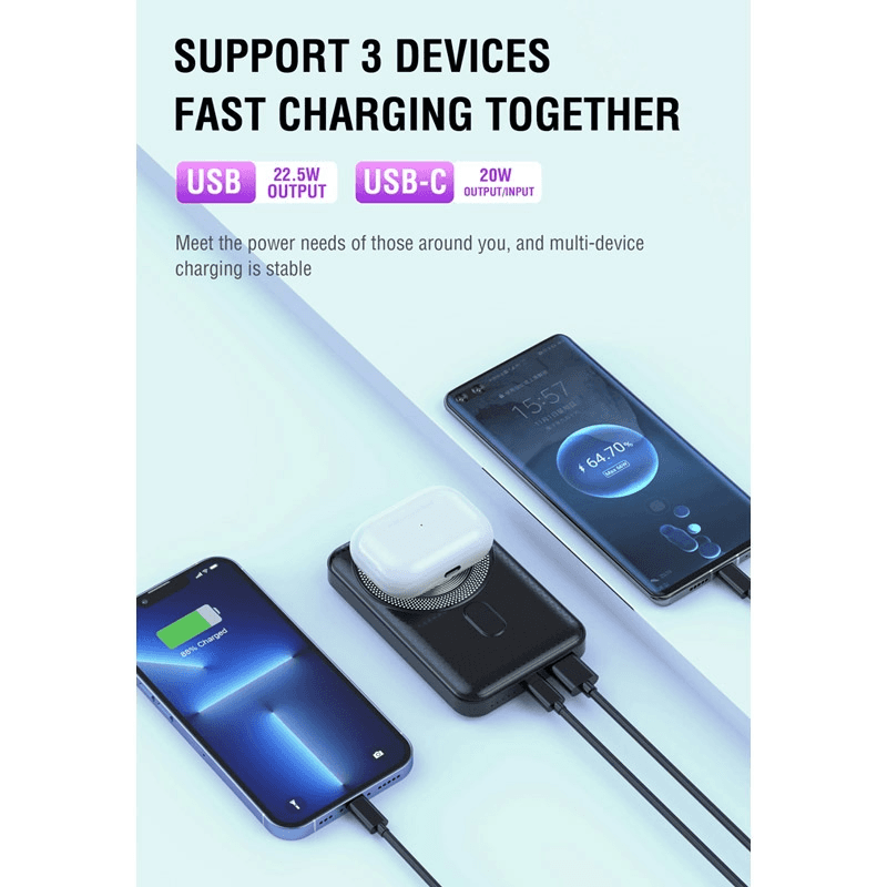 Повербанк Aspor A326 Mag Charger 22.5W 10000 mAh белый - Punjači i kablovi