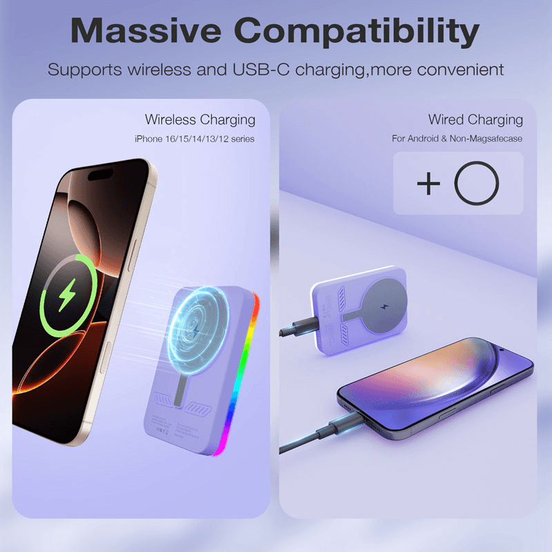 Power bank Rainbow 5000mAh wireless charging with RGB mirror - Power bank