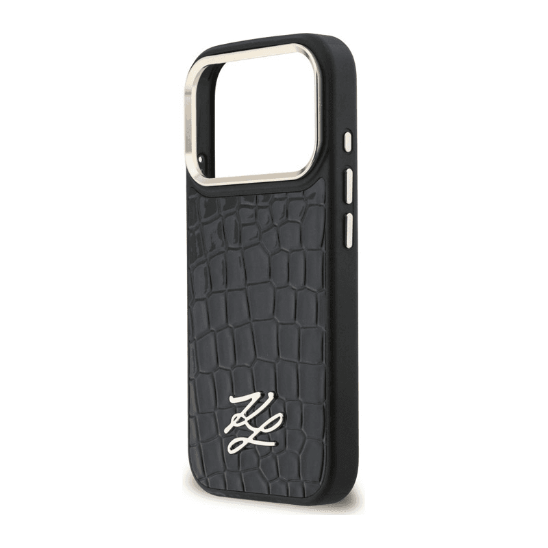 Чехол Karl Lagerfeld Croco KL Script Logo MagSafe для iPhone 17 Pro чёрный - Maske za telefone