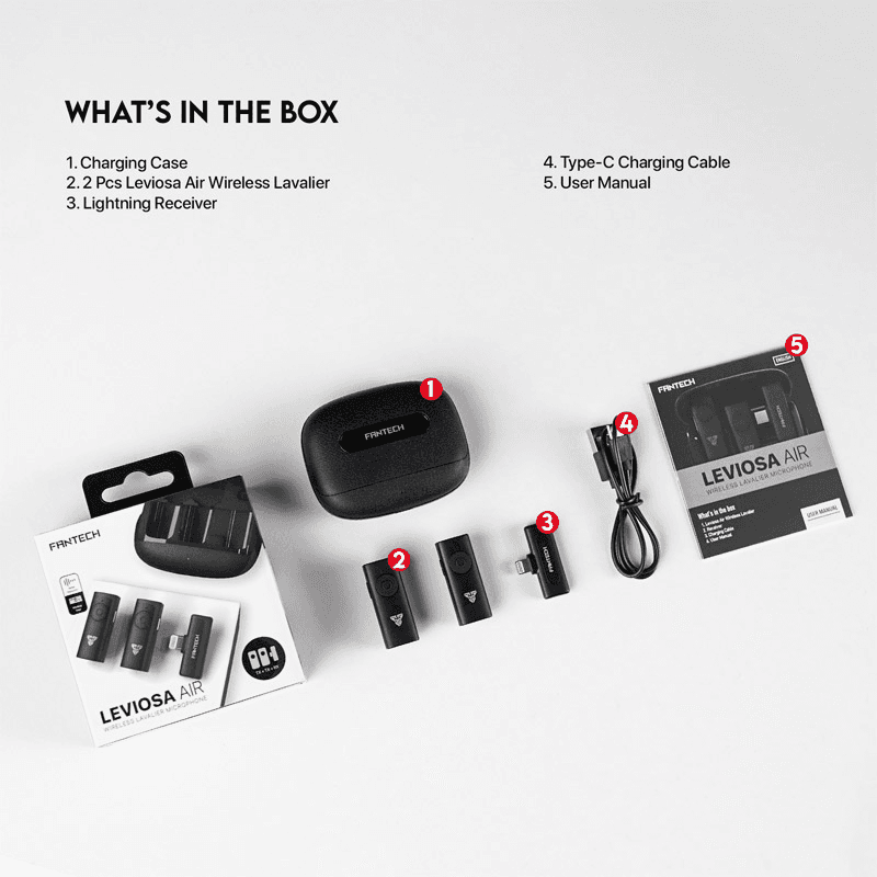 Mikrofon Wireless Fantech Lavalier Leviosa Air WMV21L (Dual Mic) Lightning - Mikrofoni