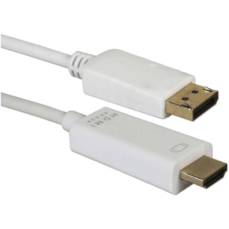 Kabel DP male - HDMI male 1,8m beli