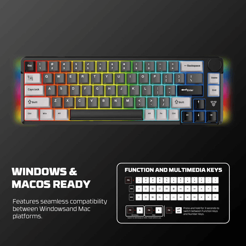 Tastatura Mehanicka Gaming Fantech MK919 Atom PRO66 ( switch) boja gray, red, blue, black - Periferija