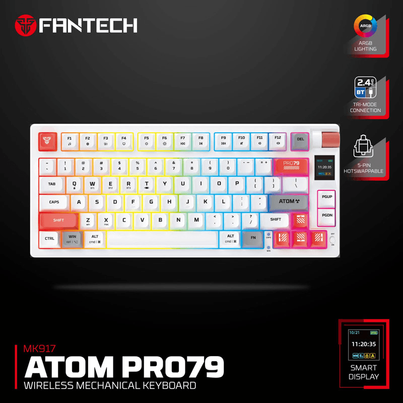 Tastatura Mehanicka Gaming Fantech MK917 RGB Atom PRO79 Wireless ( switch) boja black, blue, red, white - Periferija