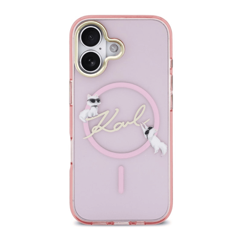 Maska Karl Lagerfeld IML Choupettes Karl Script Logo MagSafe za iPhone 17 boja black, pink - Maske za telefone