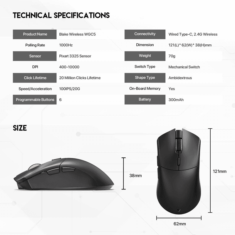 Мышь Wireless Gaming Fantech WGC5 blake чёрный - Периферия