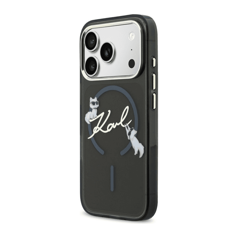 Karl Lagerfeld case IML Choupettes Karl Script Logo MagSafe for iPhone 17 Pro black - Maske za telefone