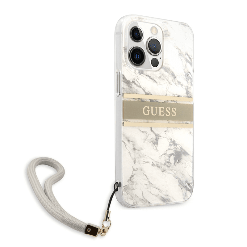 Чехол Guess Marble Strap для iPhone 13 Pro серый. - Maske za telefone