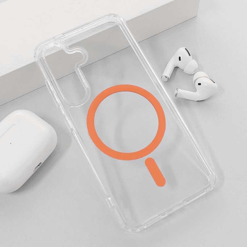 Чехол Mag Case Crystal Clear для Samsung S24/ S921B/ S25/ S931B оранжевый - Maske za telefone