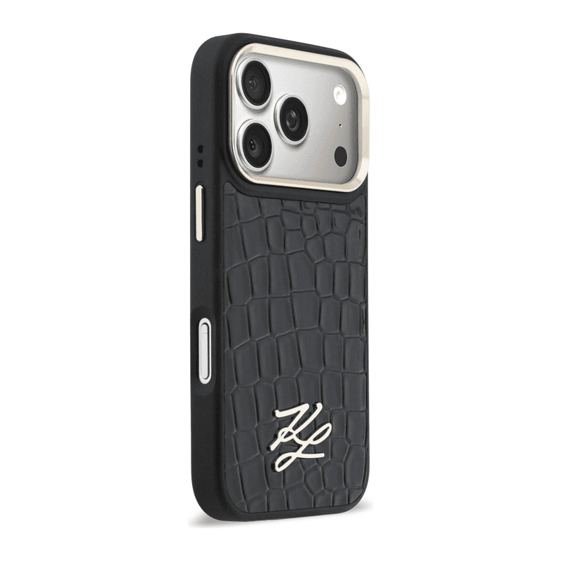 Чехол Karl Lagerfeld Croco KL Script Logo MagSafe для iPhone 17 Pro чёрный - Maske za telefone