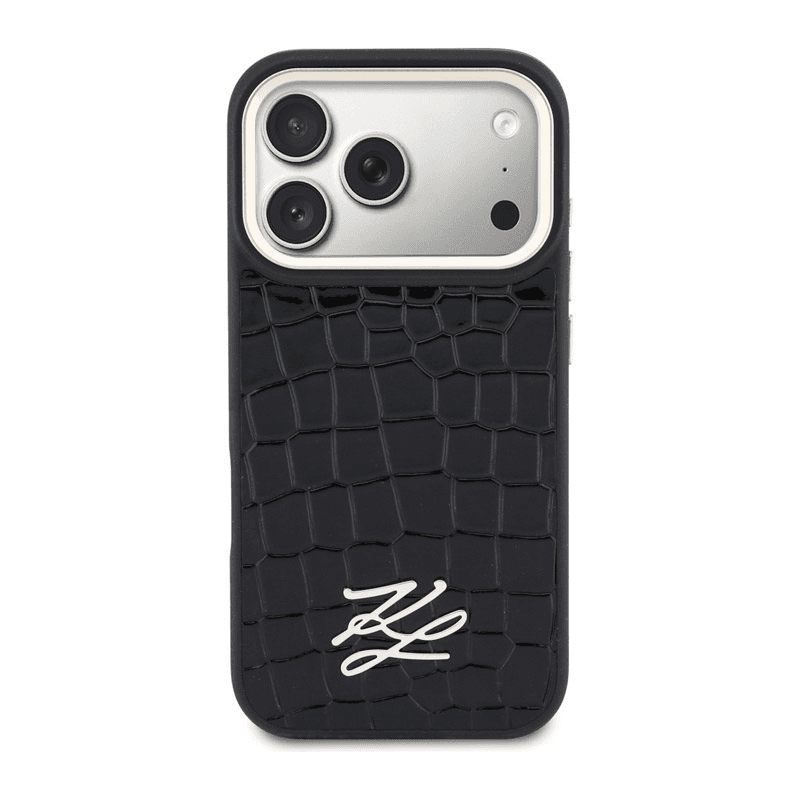 Чехол Karl Lagerfeld Croco KL Script Logo MagSafe для iPhone 17 Pro чёрный - Maske za telefone